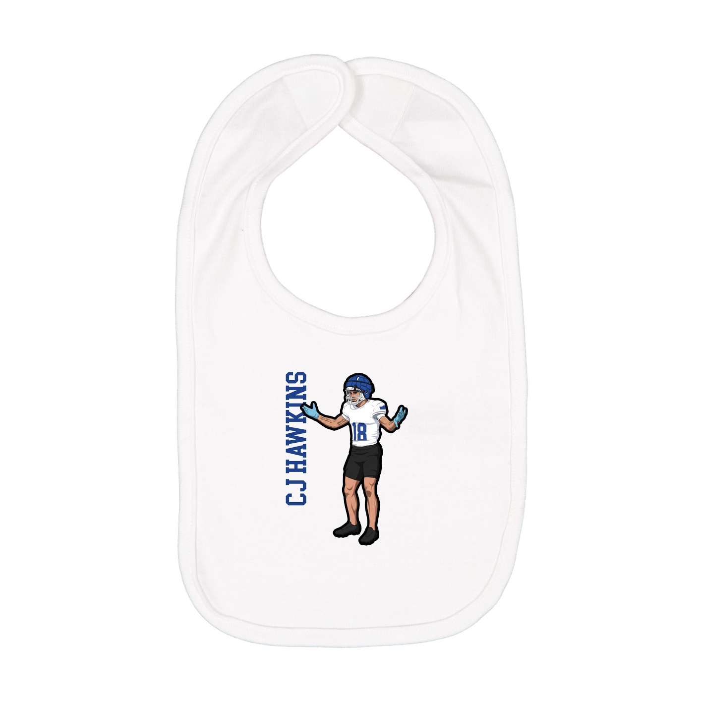Infant Bib — Name Vertical in White