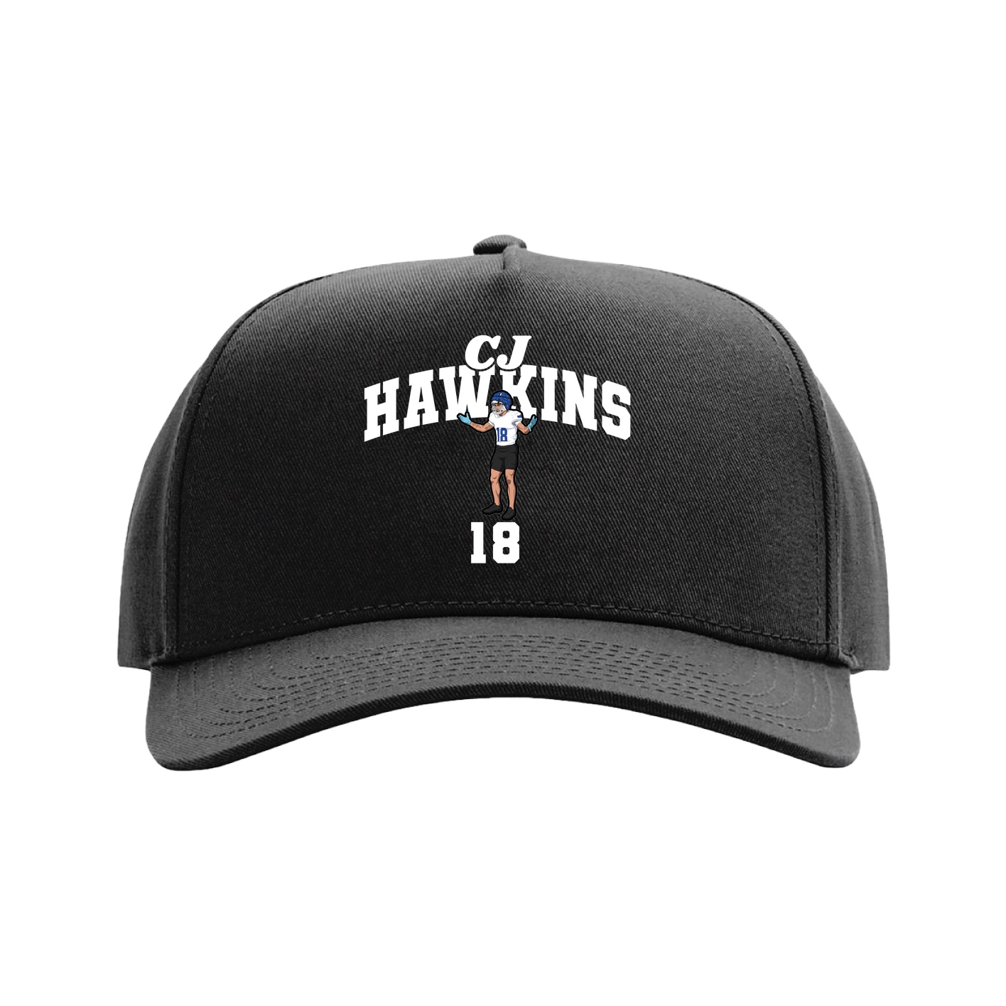 Full Fabric Five-Panel Champ Cap — Signature Arch in Black