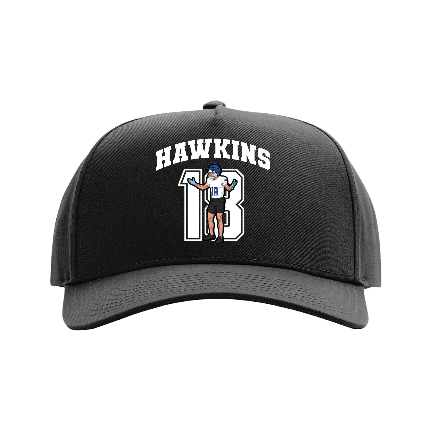 Full Fabric Five-Panel Champ Cap — Number in Black