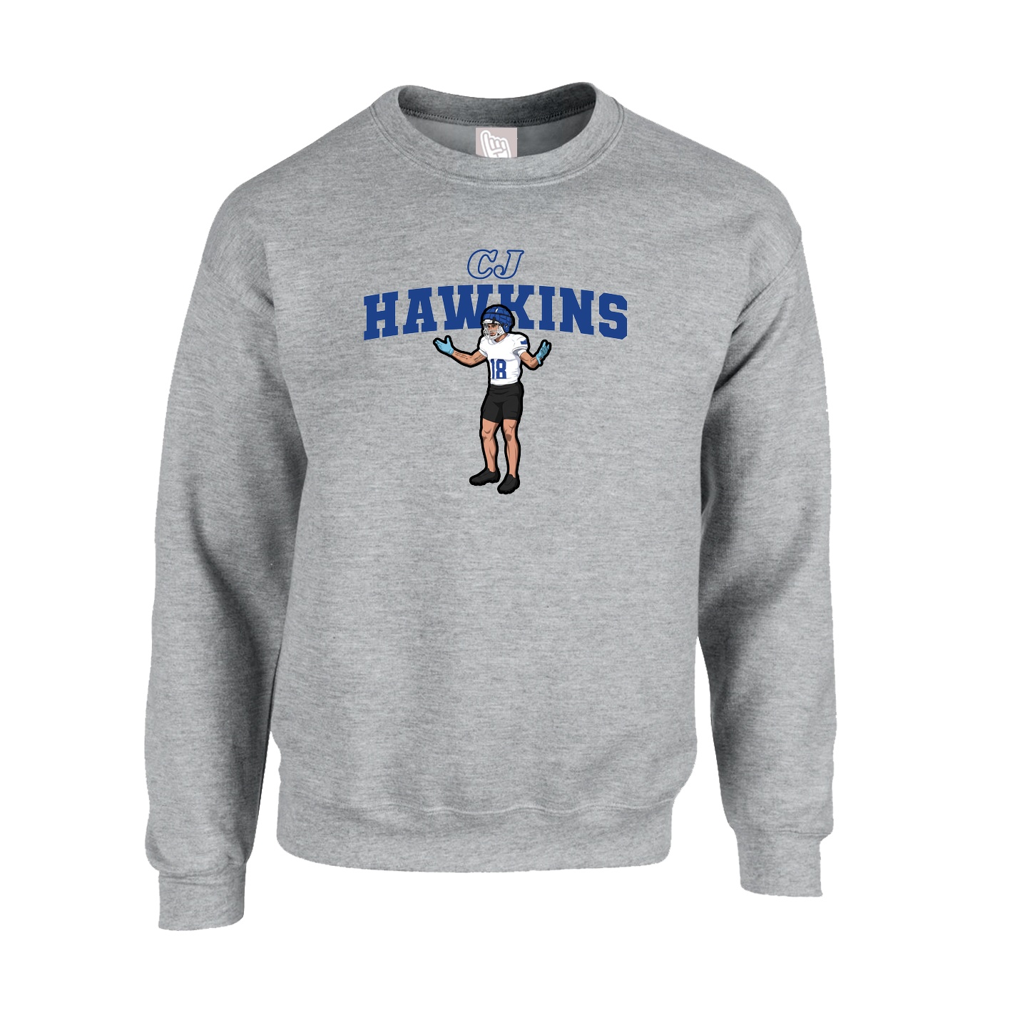 Fleece Crew — Name Arch in Grey