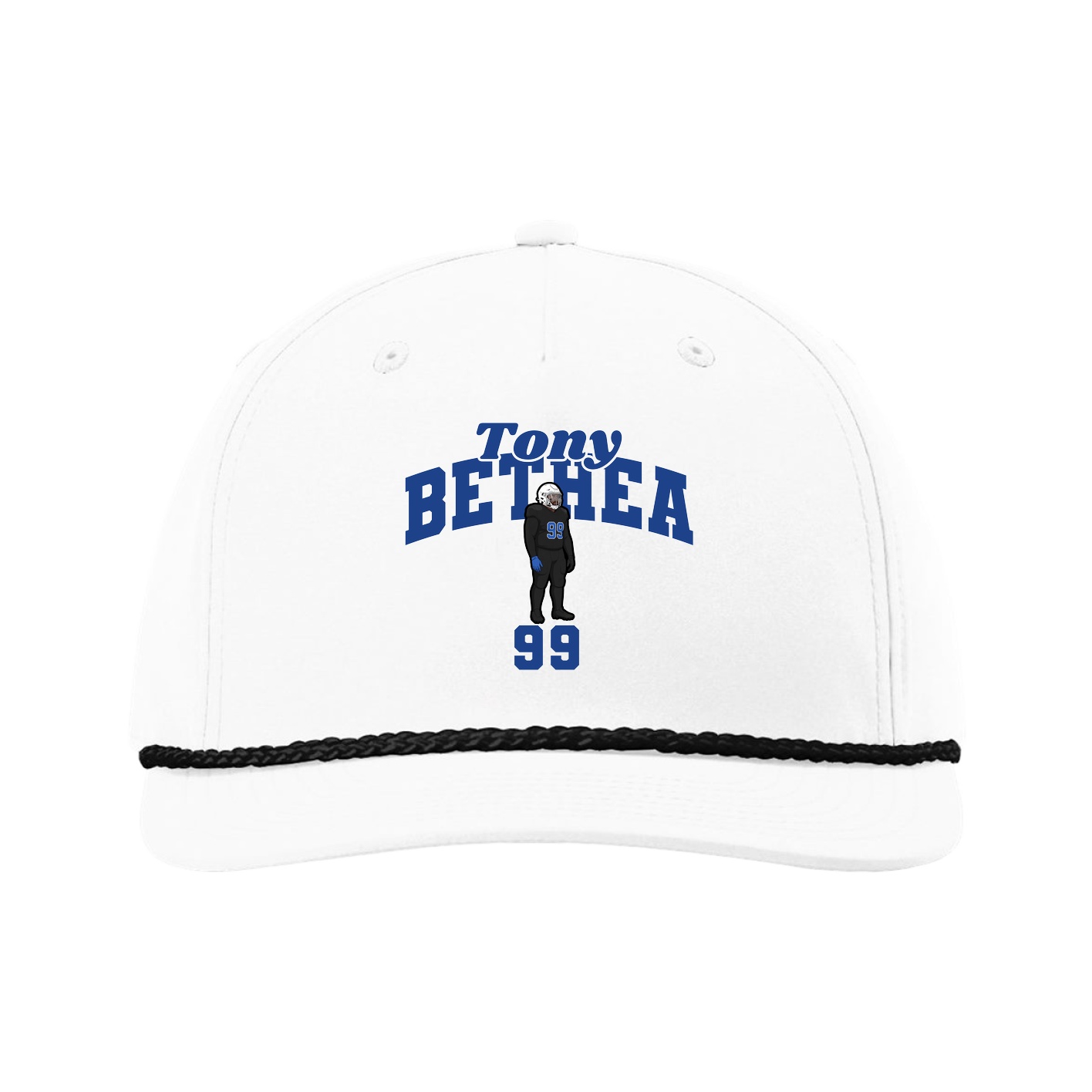 Five-Panel Classic Rope Cap — Signature Arch in White