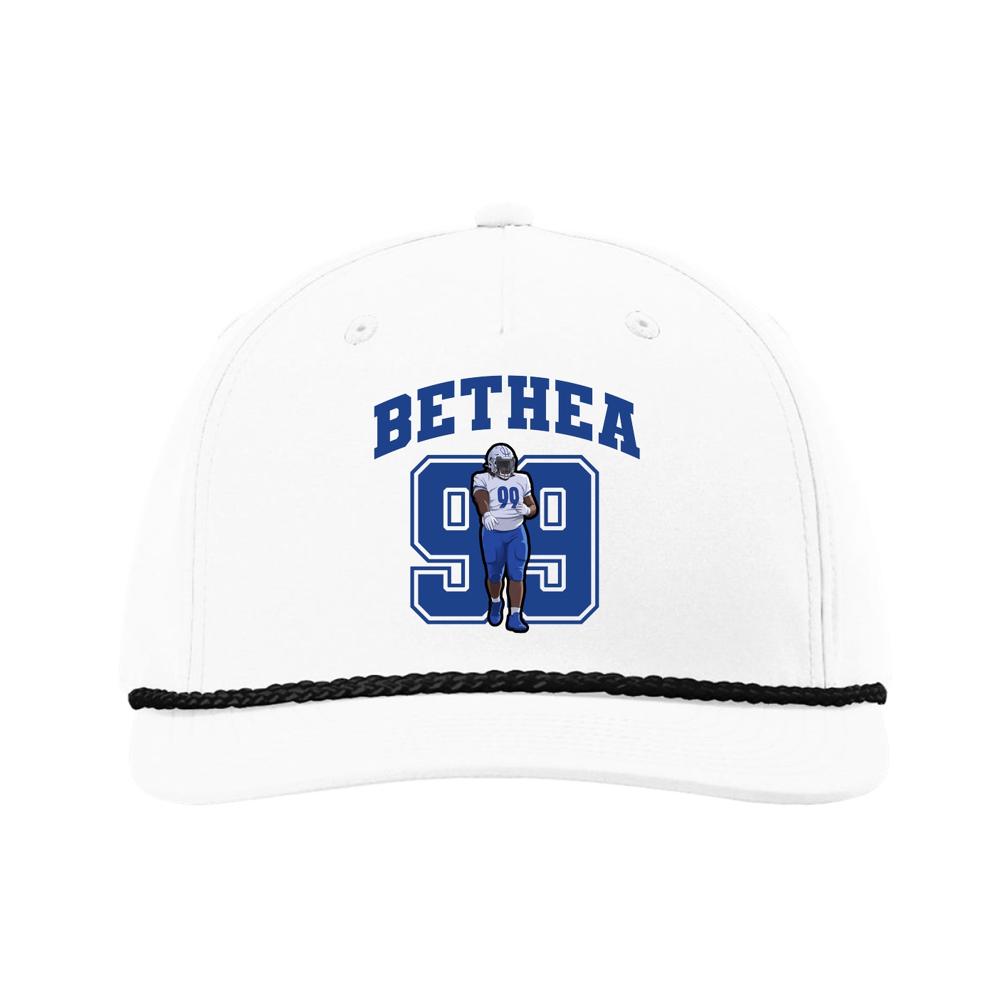 Five-Panel Classic Rope Cap — Number in White