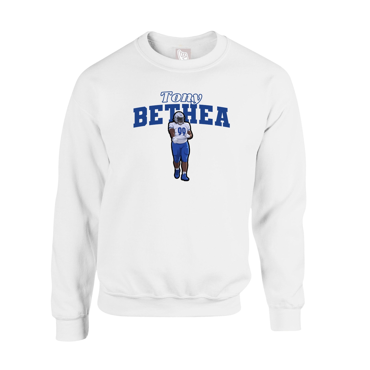 Fleece Crew — Name Arch in White