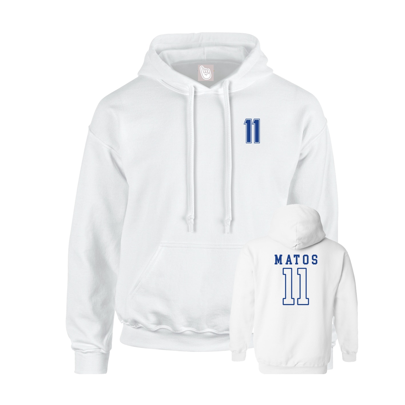 Youth Hoodie — Chest Back in White