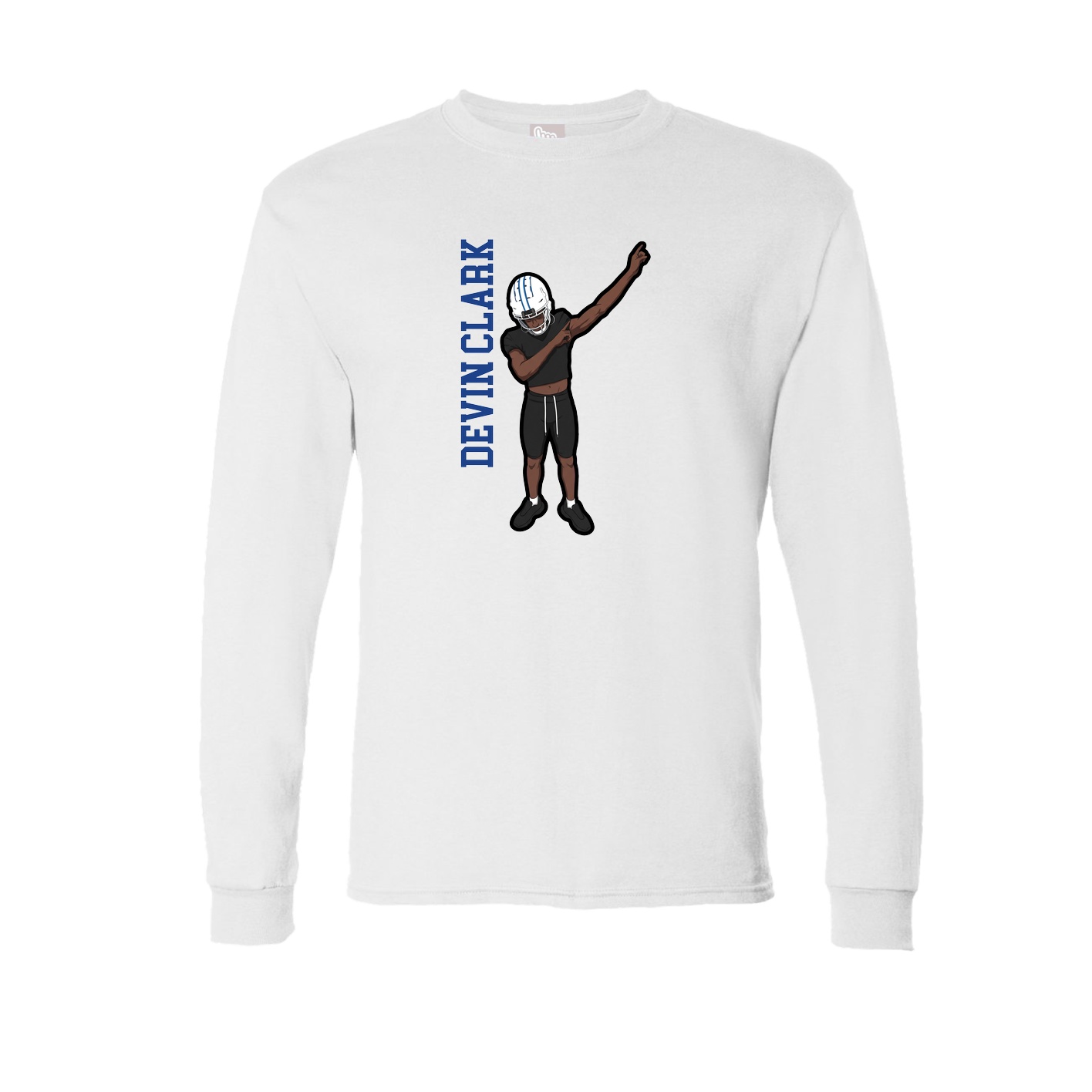 Long Sleeve Tee — Name Vertical in White