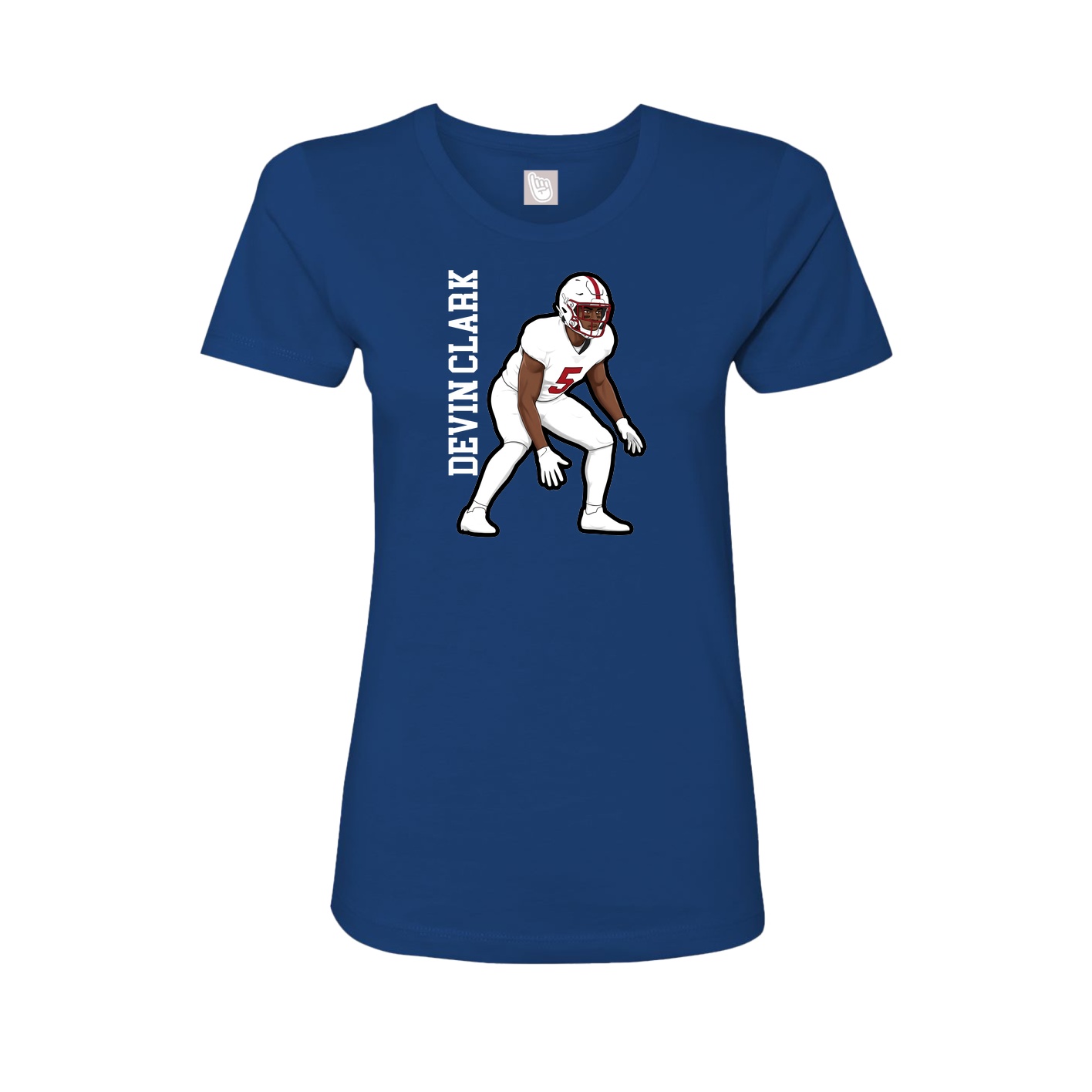 Fitted Women's Tee — Name Vertical in Royal