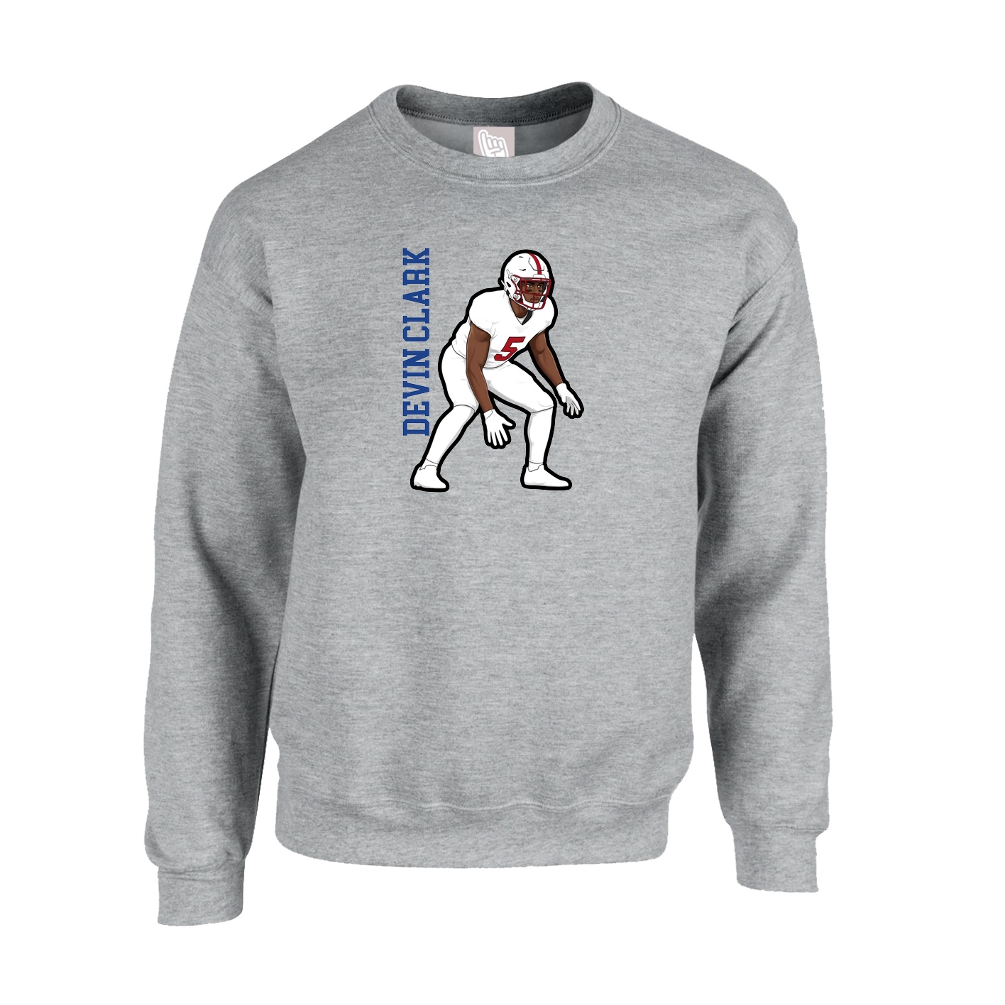 Fleece Crew — Name Vertical in Grey