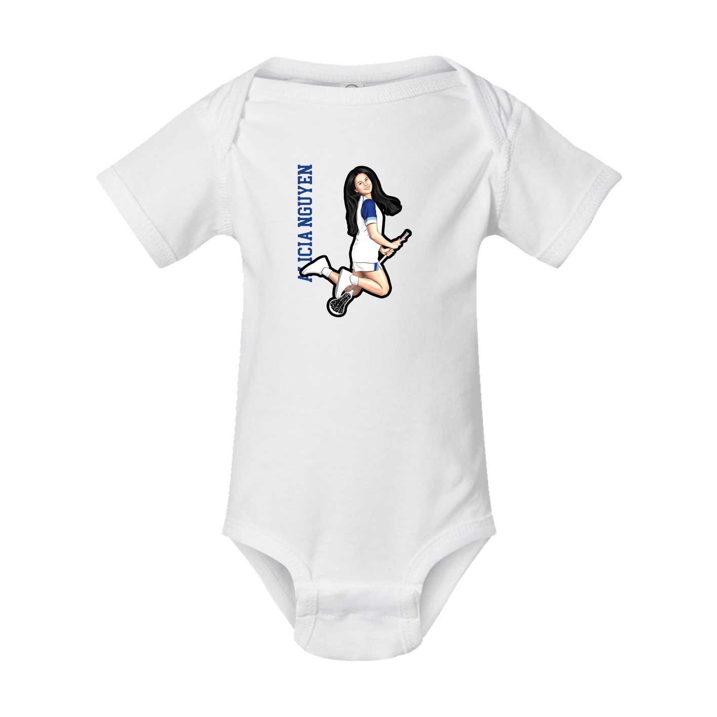 Baby Onesie — Name Vertical in White
