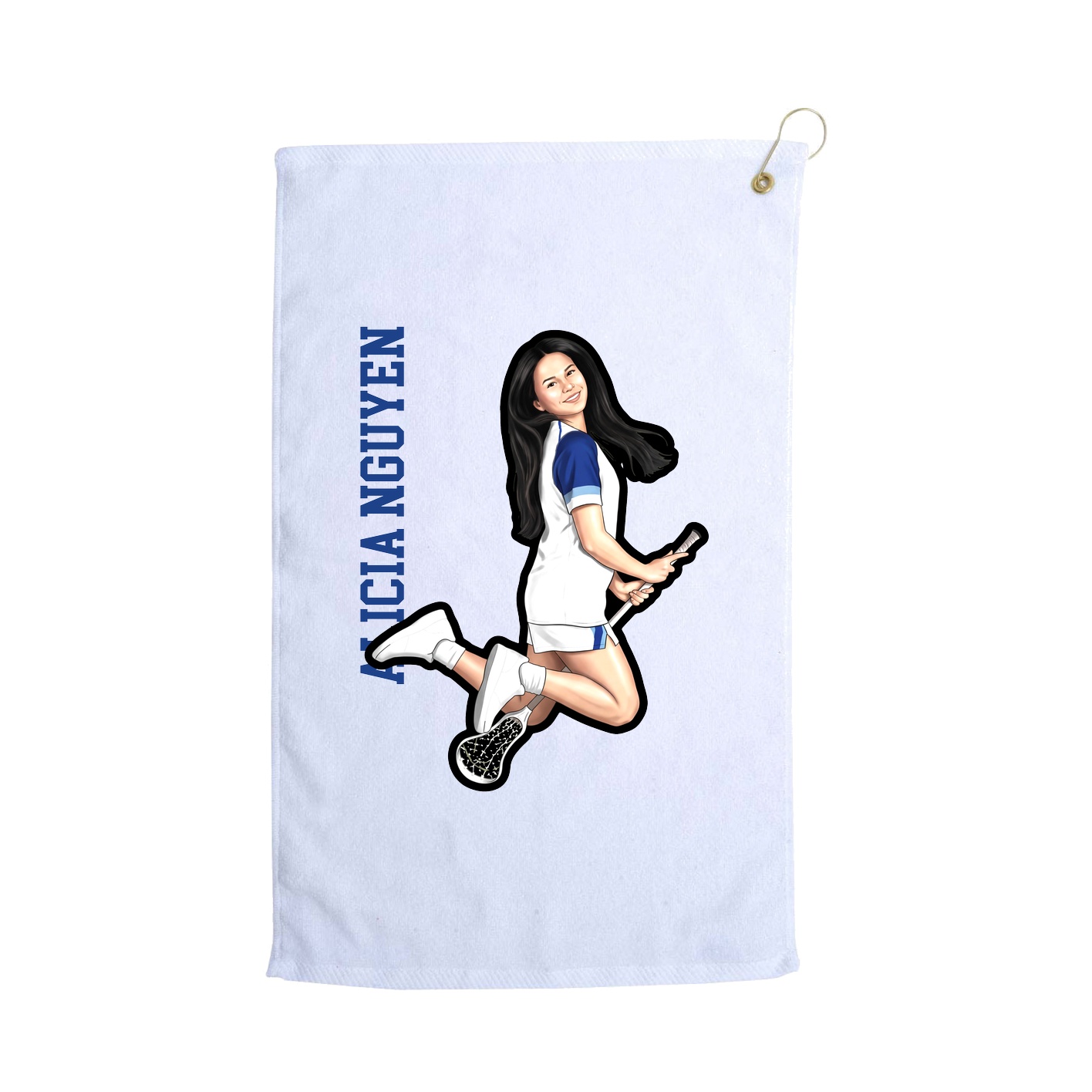 Golf Towel — Name Vertical in White