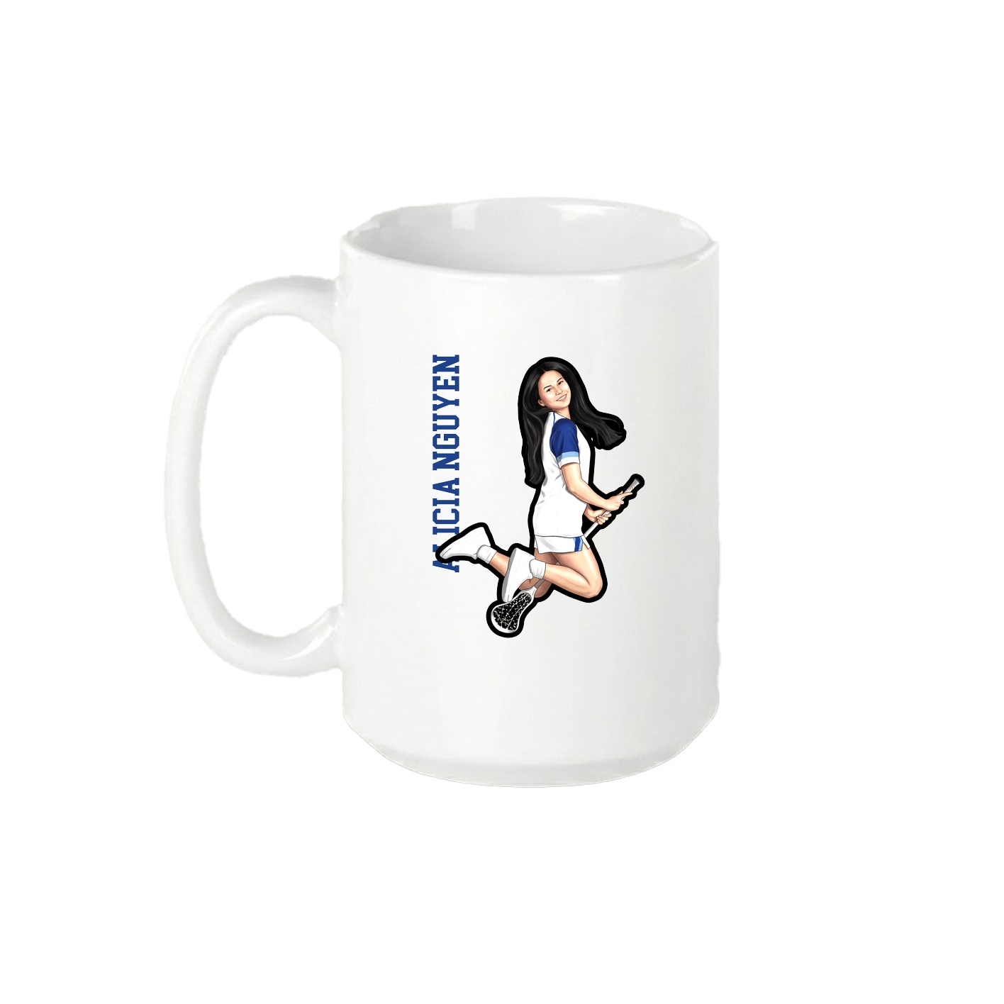 15oz Coffee Mug — Name Vertical in White