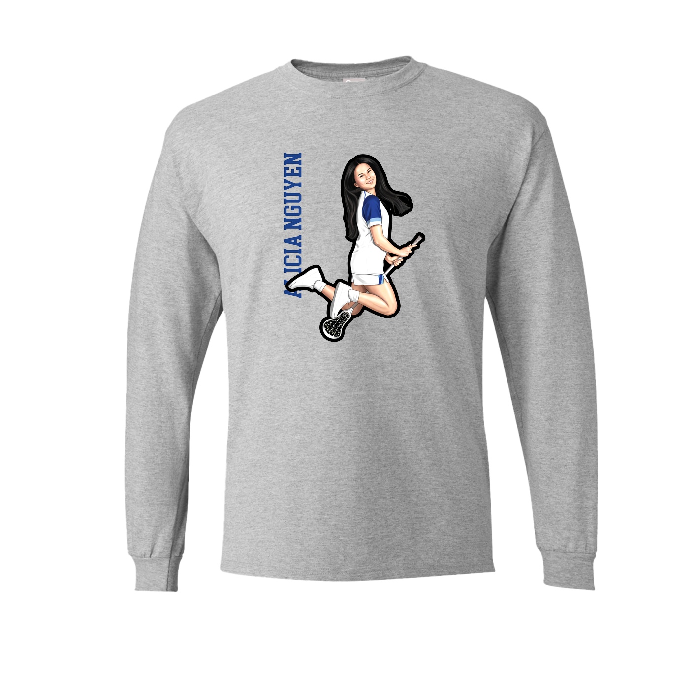 Long Sleeve Tee — Name Vertical in Grey