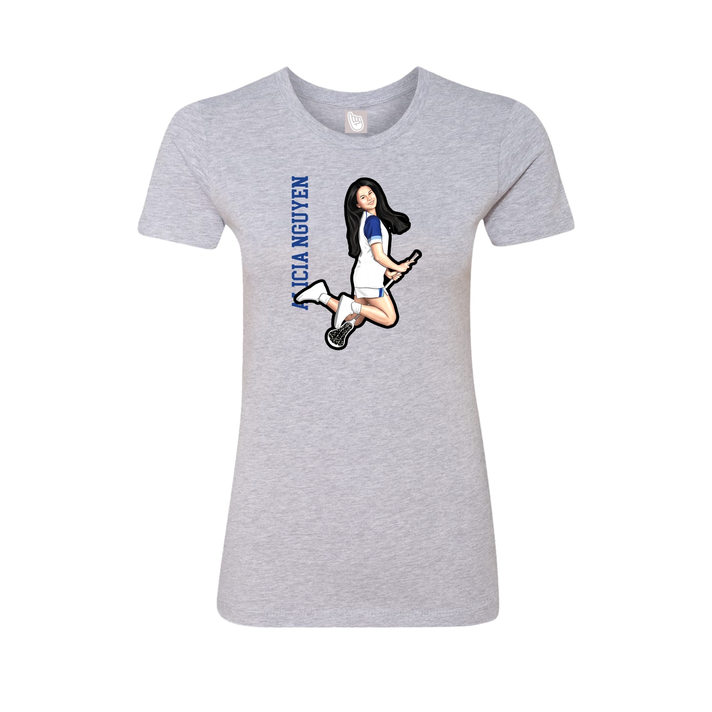 Fitted Women's Tee — Name Vertical in Grey