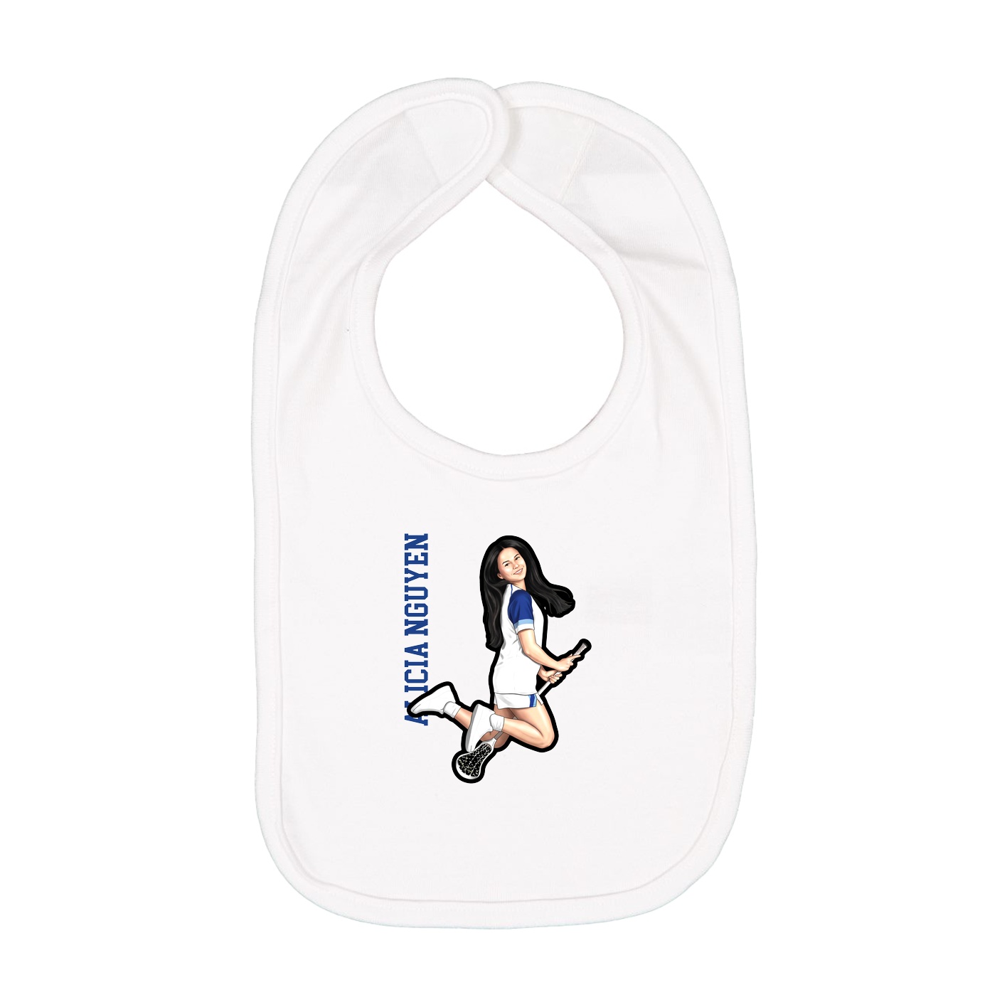 Infant Bib — Name Vertical in White