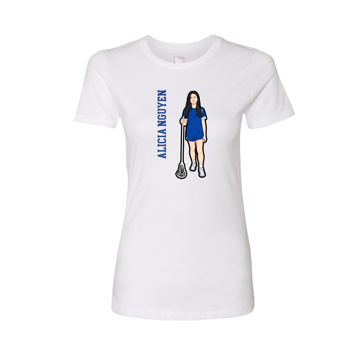 Fitted Women's Tee — Name Vertical in White