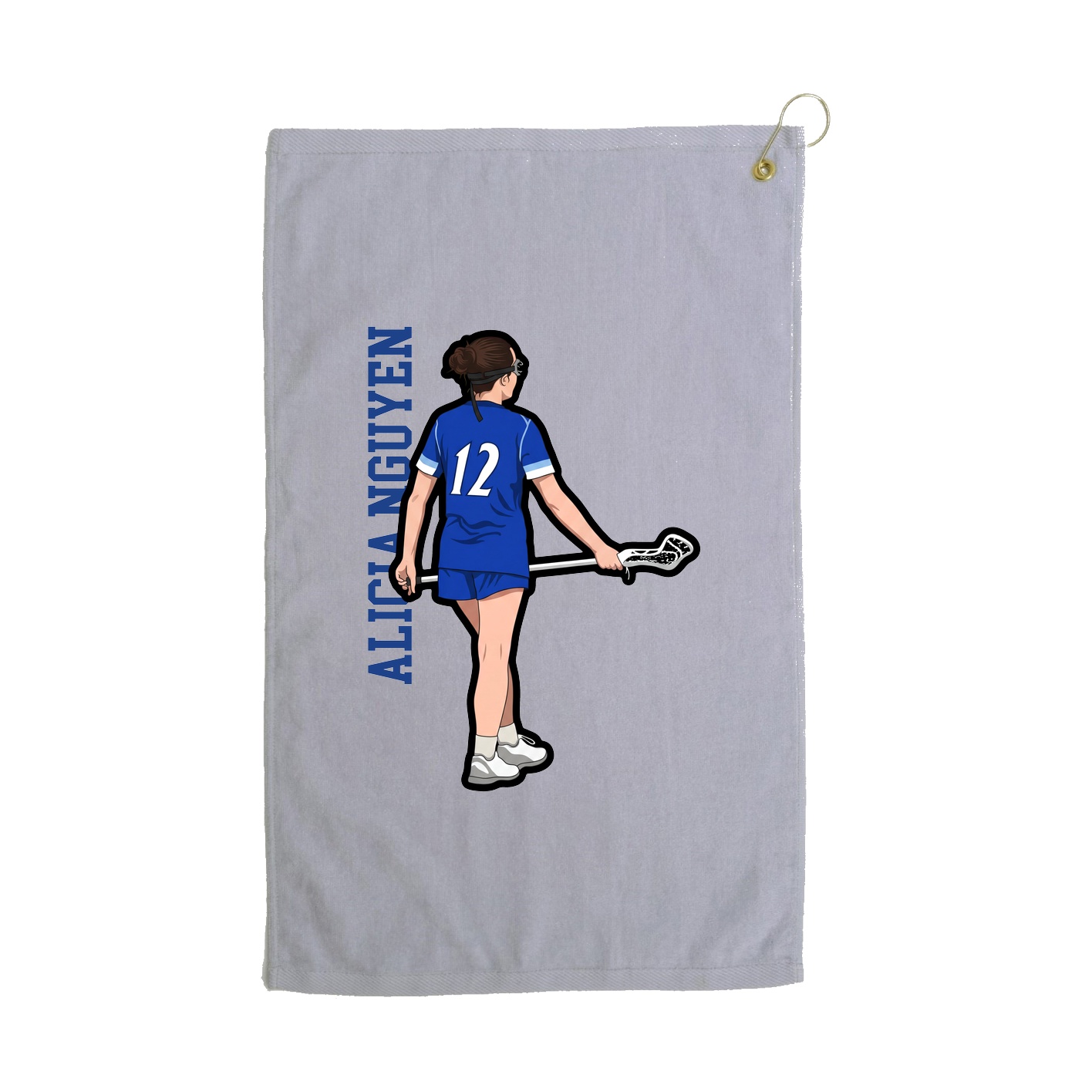 Golf Towel — Name Vertical in Grey