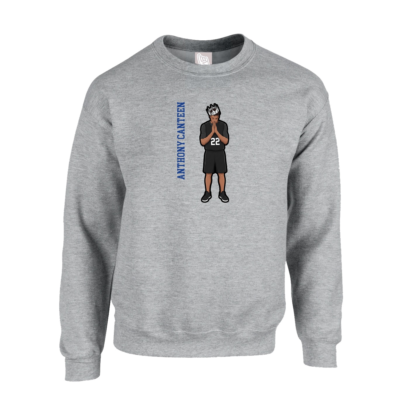 Fleece Crew — Name Vertical in Grey