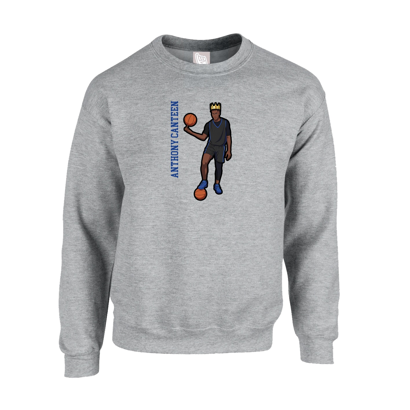 Fleece Crew — Name Vertical in Grey