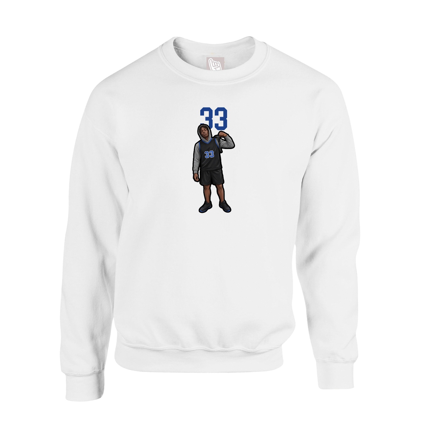 Fleece Crew — Number Top in White