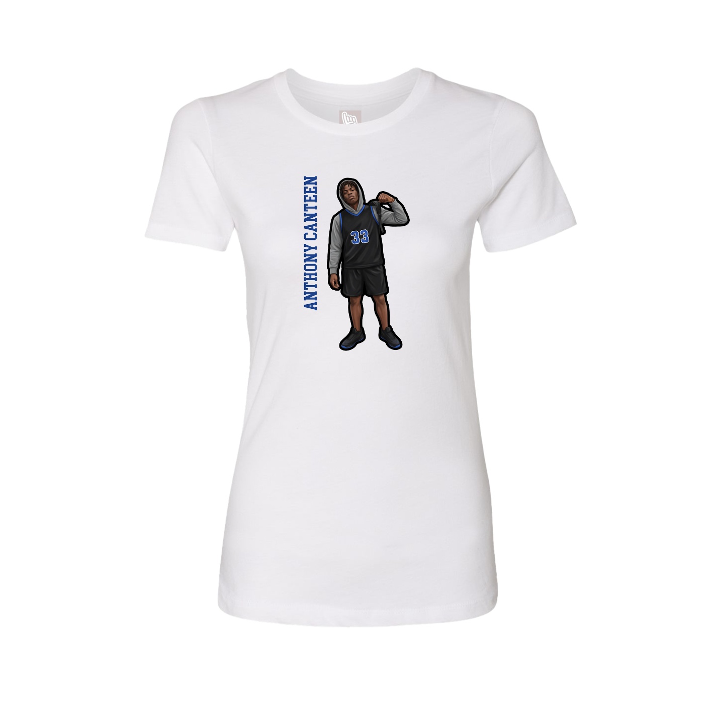 Fitted Women's Tee — Name Vertical in White