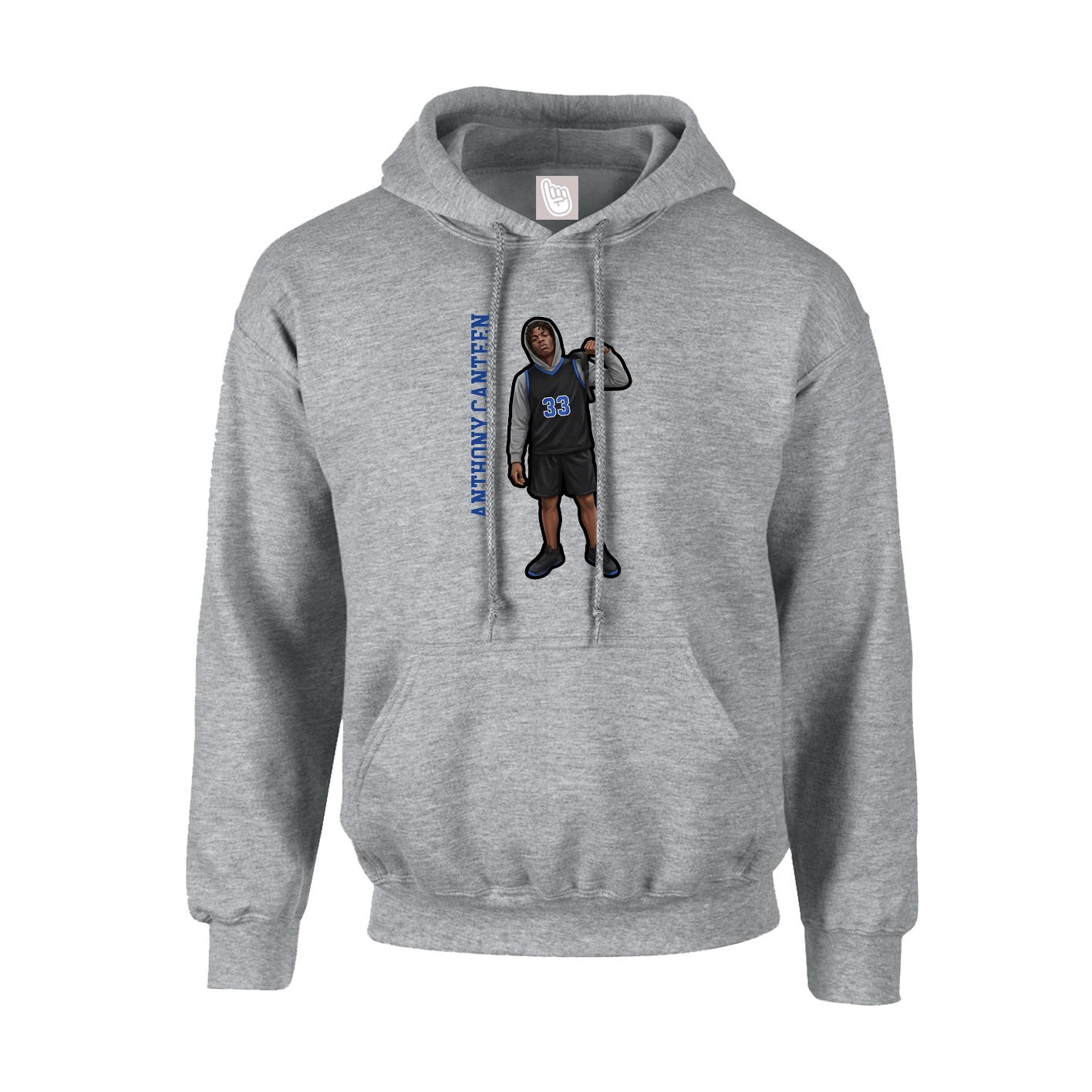 Hoodie — Name Vertical in Grey