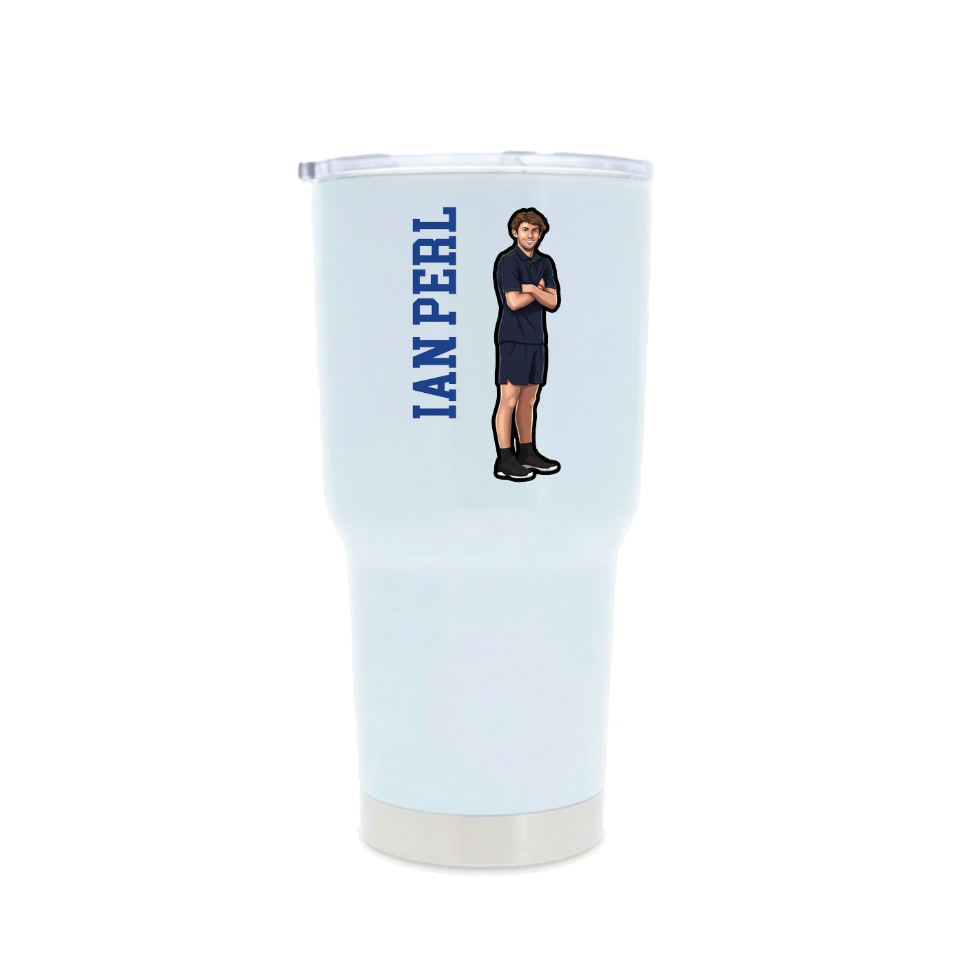 30oz Stainless Steel Tumbler — Name Vertical in White