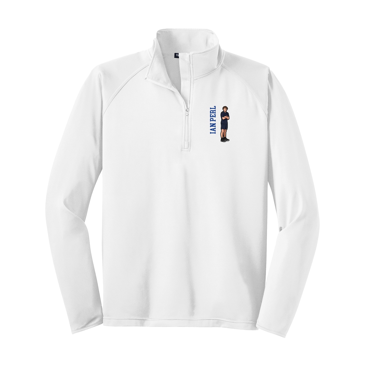 Q-Zip Pullover — Name Vertical in White