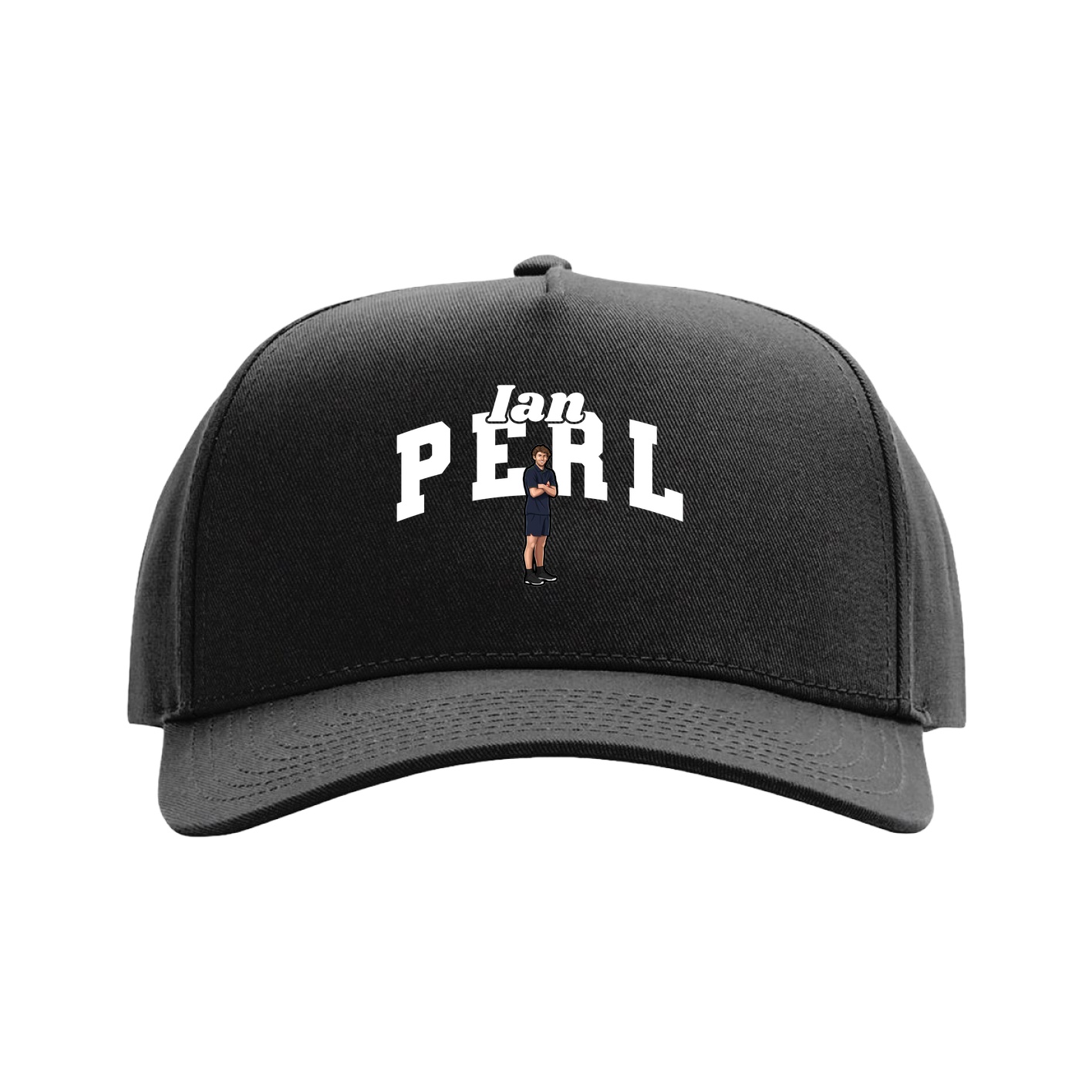 Full Fabric Five-Panel Champ Cap — Signature Arch in Black