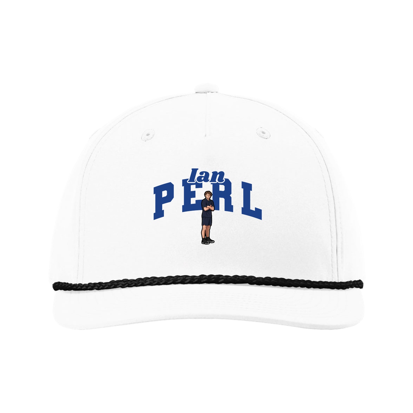 Five-Panel Classic Rope Cap — Signature Arch in White