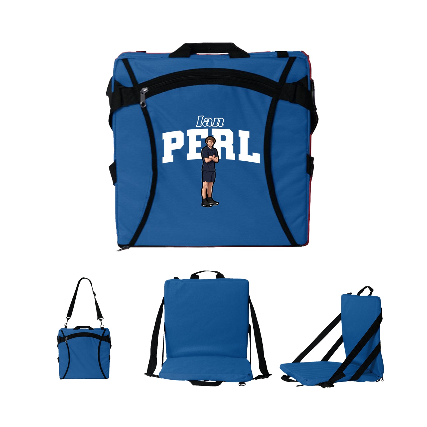 Folding Stadium Seat — Name Arch in Royal