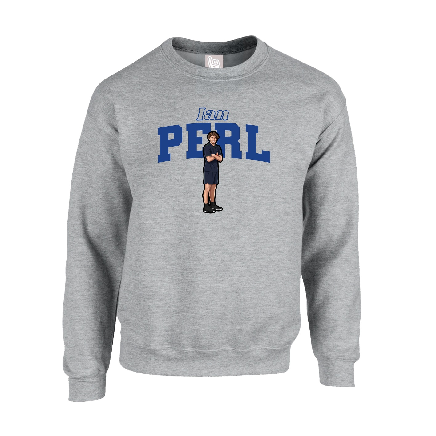 Fleece Crew — Name Arch in Grey