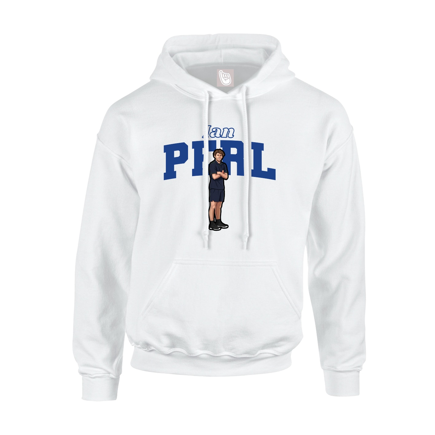 Youth Hoodie — Name Arch in White