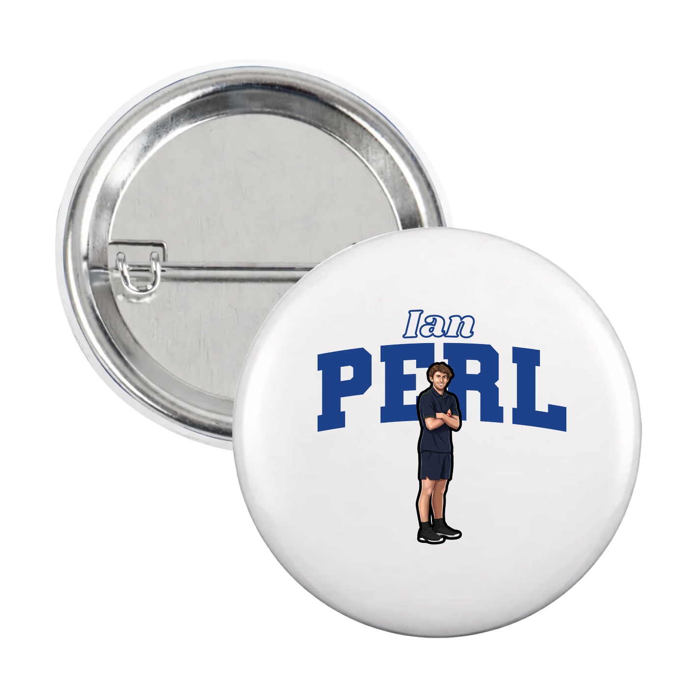 Game Day Button — Name Arch in White