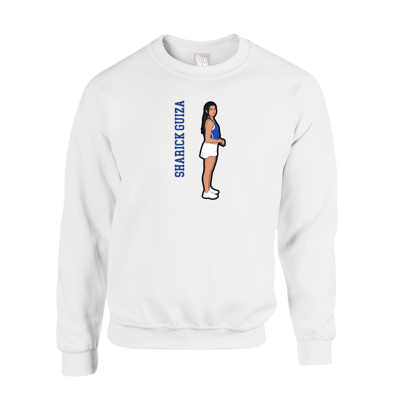 Fleece Crew — Name Vertical in White