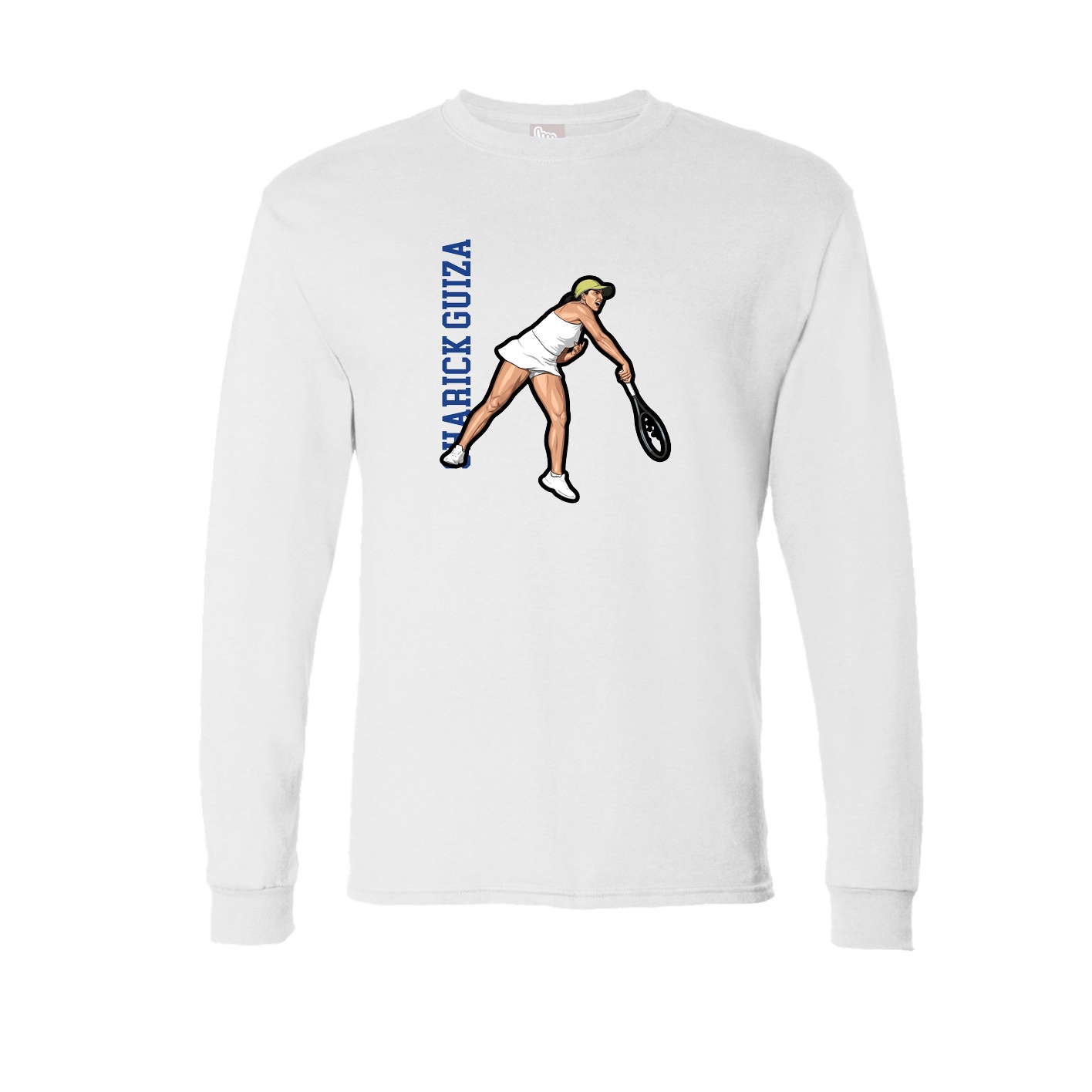 Long Sleeve Tee — Name Vertical in White