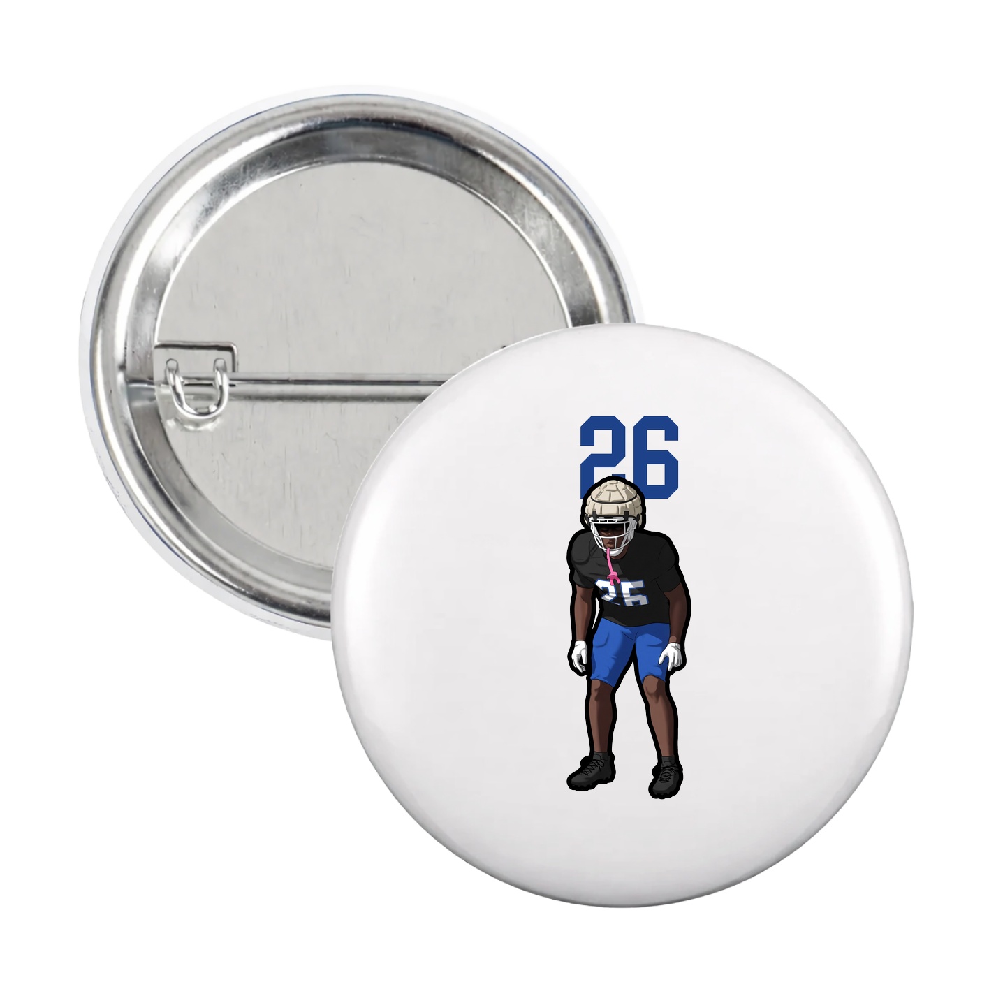 Game Day Button — Number Top in White