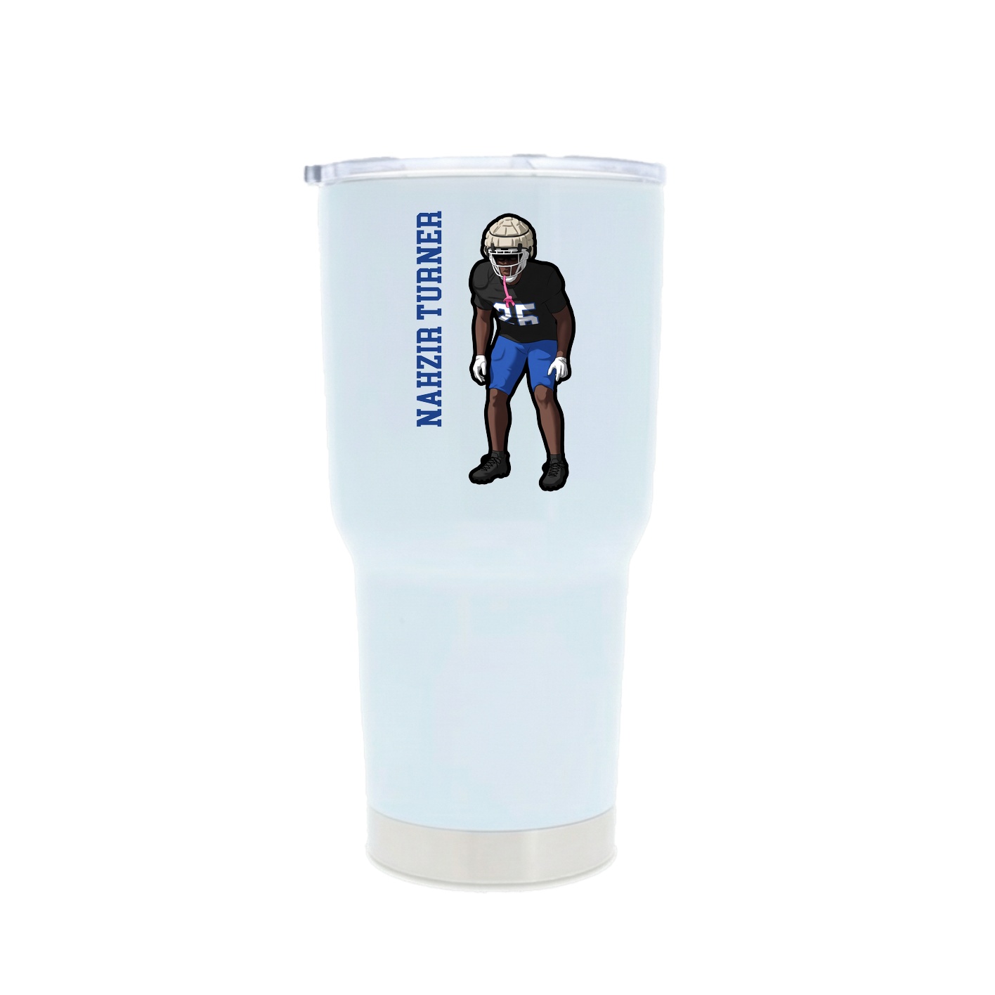 30oz Stainless Steel Tumbler — Name Vertical in White