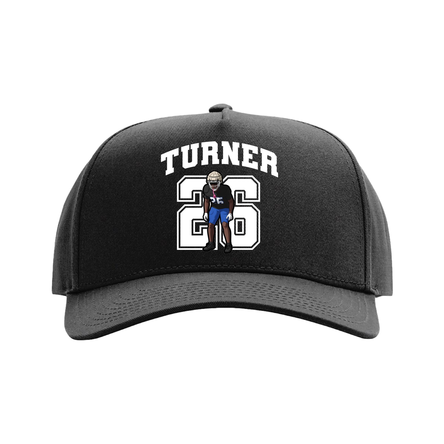 Full Fabric Five-Panel Champ Cap — Number in Black