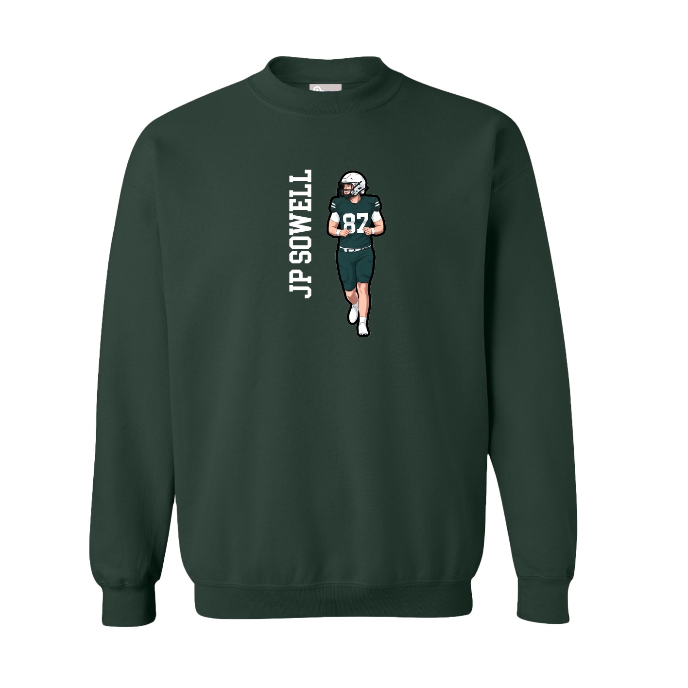 Fleece Crew — Name Vertical in Green