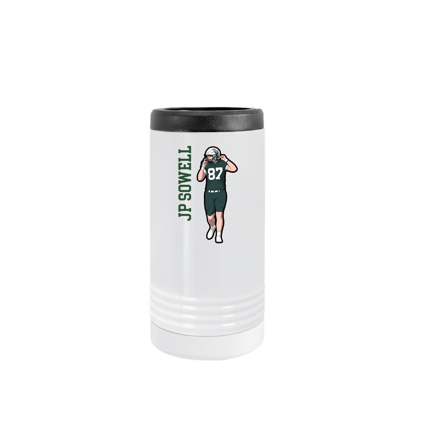 Slim Beverage Holder — Name Vertical in White