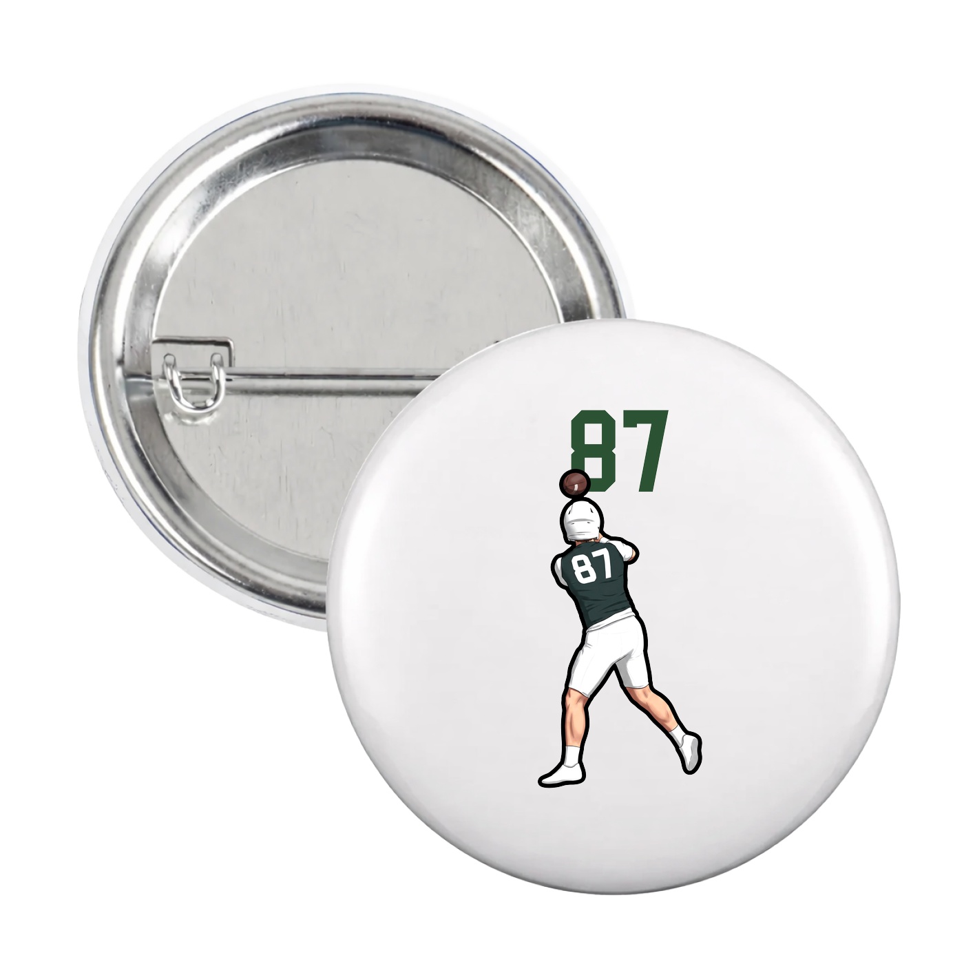 Game Day Button — Number Top in White