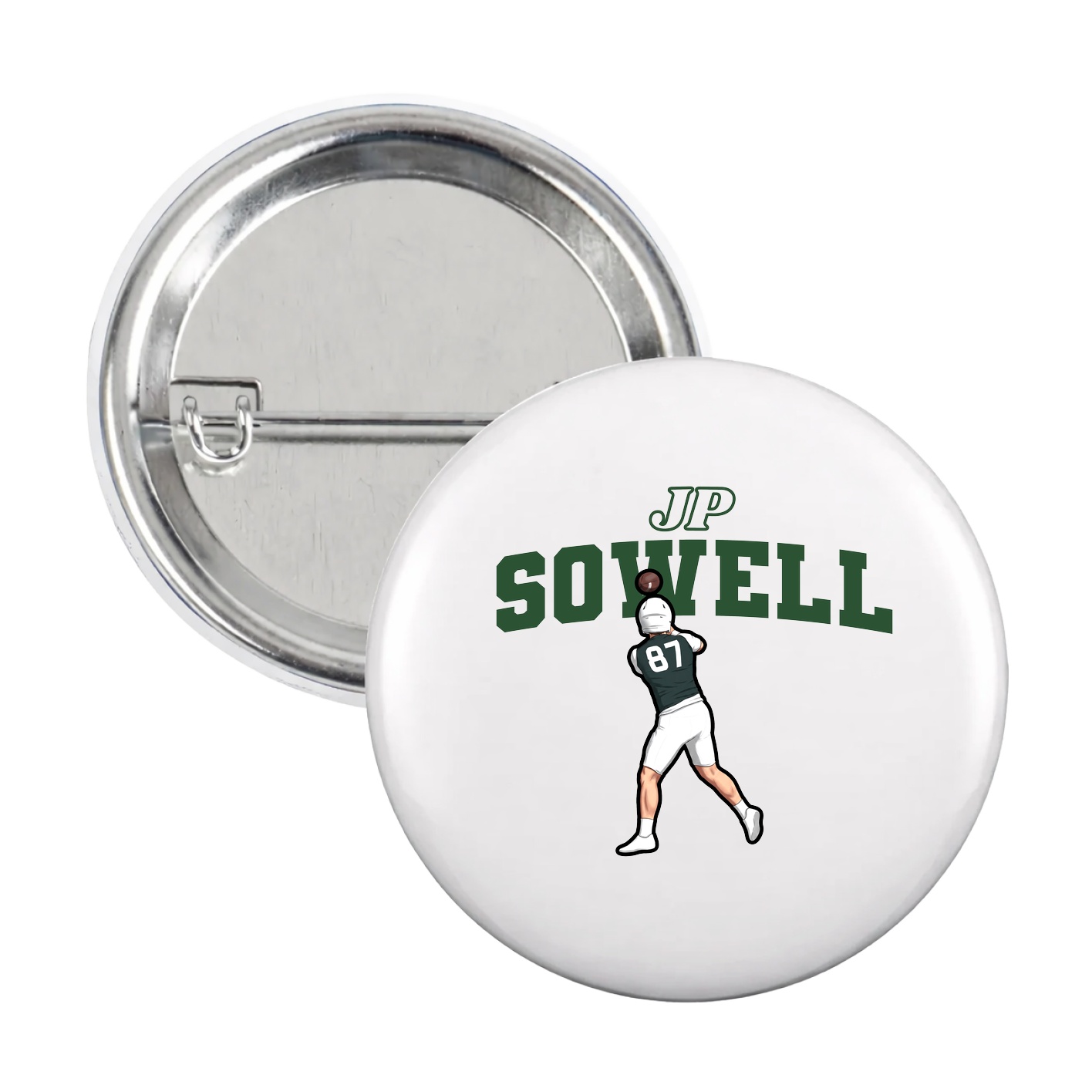 Game Day Button — Name Arch in White