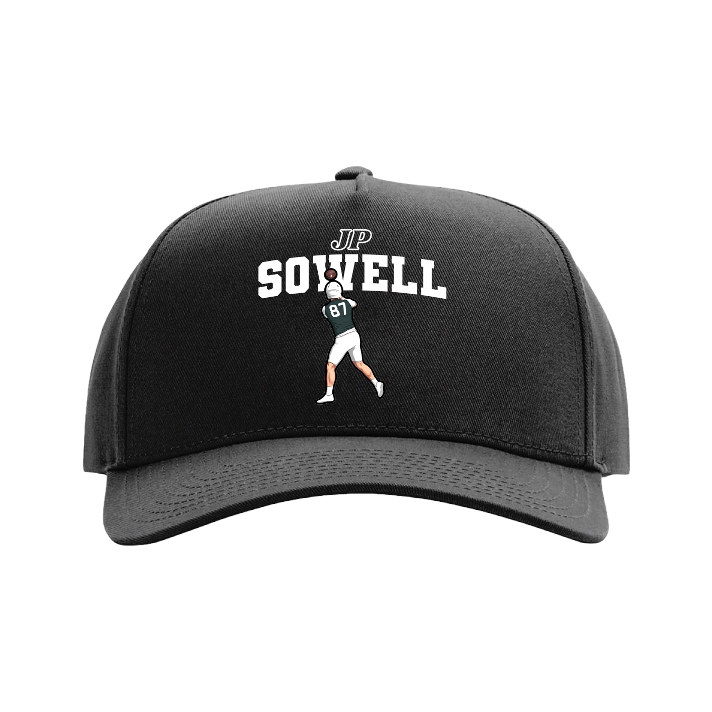 Full Fabric Five-Panel Champ Cap — Name Arch in Black