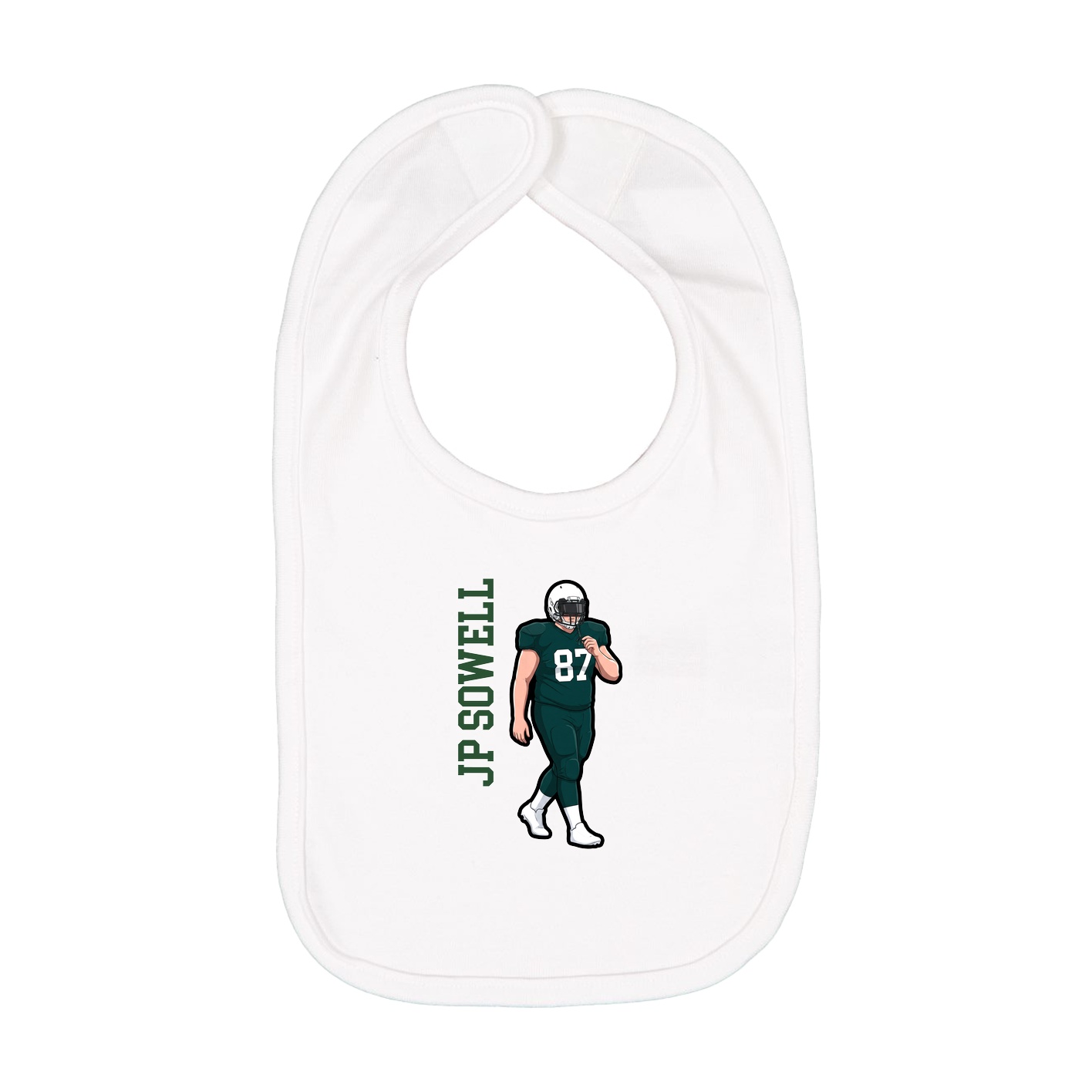 Infant Bib — Name Vertical in White