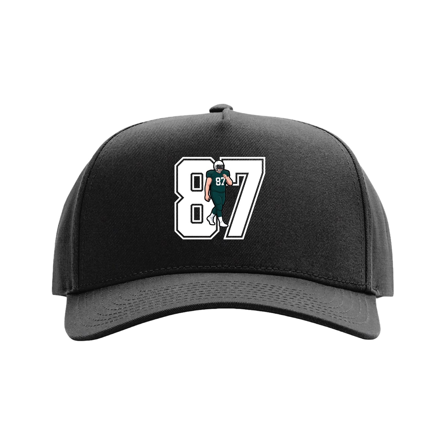 Full Fabric Five-Panel Champ Cap — Number in Black