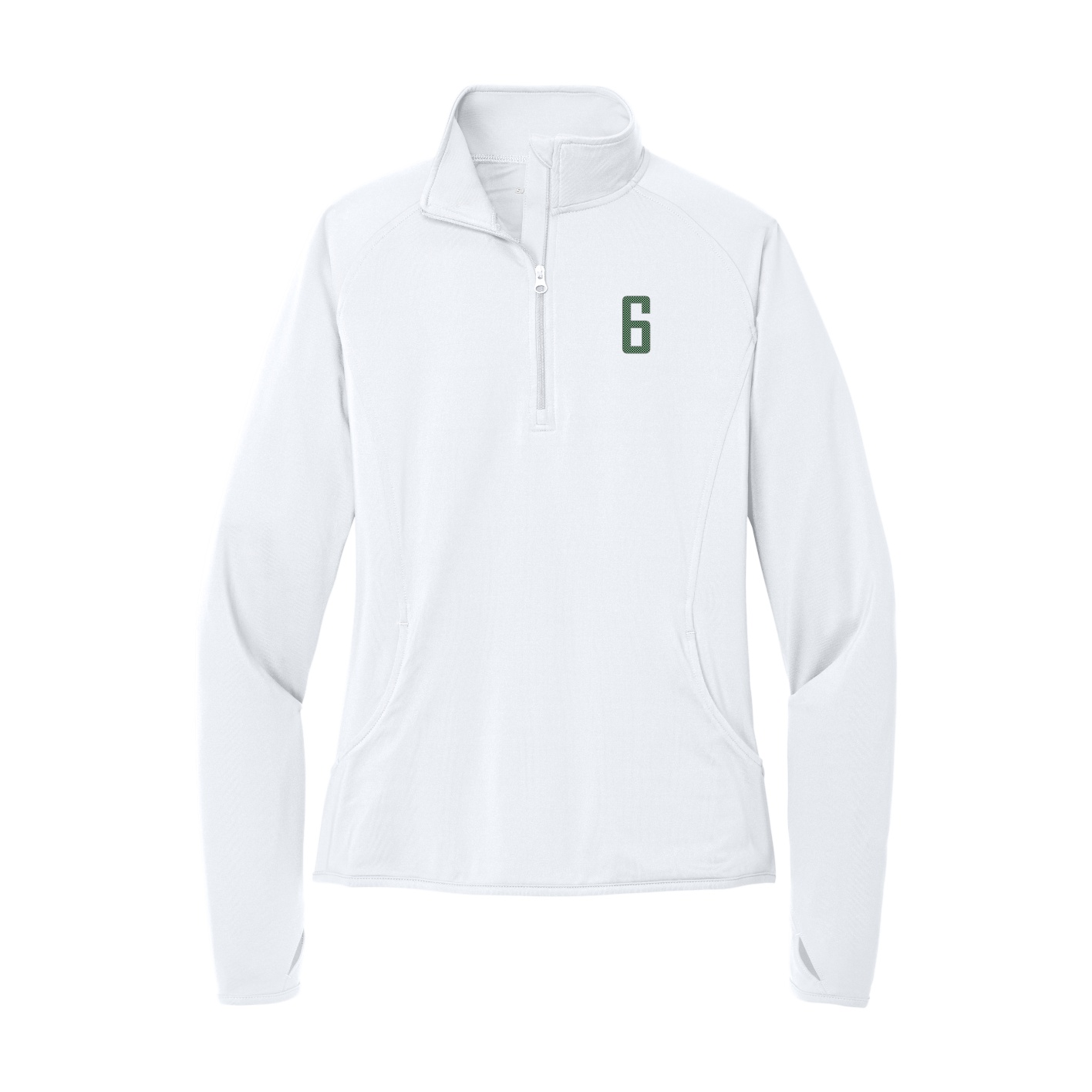 Women's Q-Zip Pullover — Front Shirsy in White