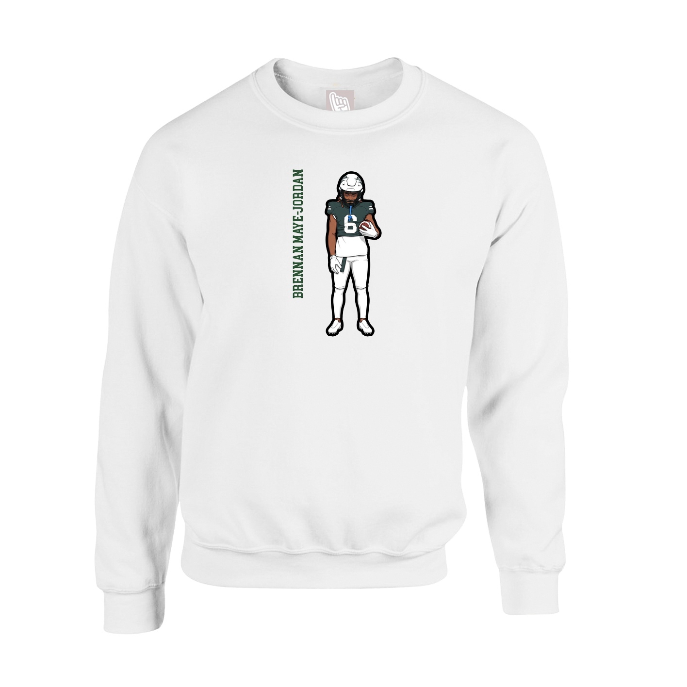 Fleece Crew — Name Vertical in White