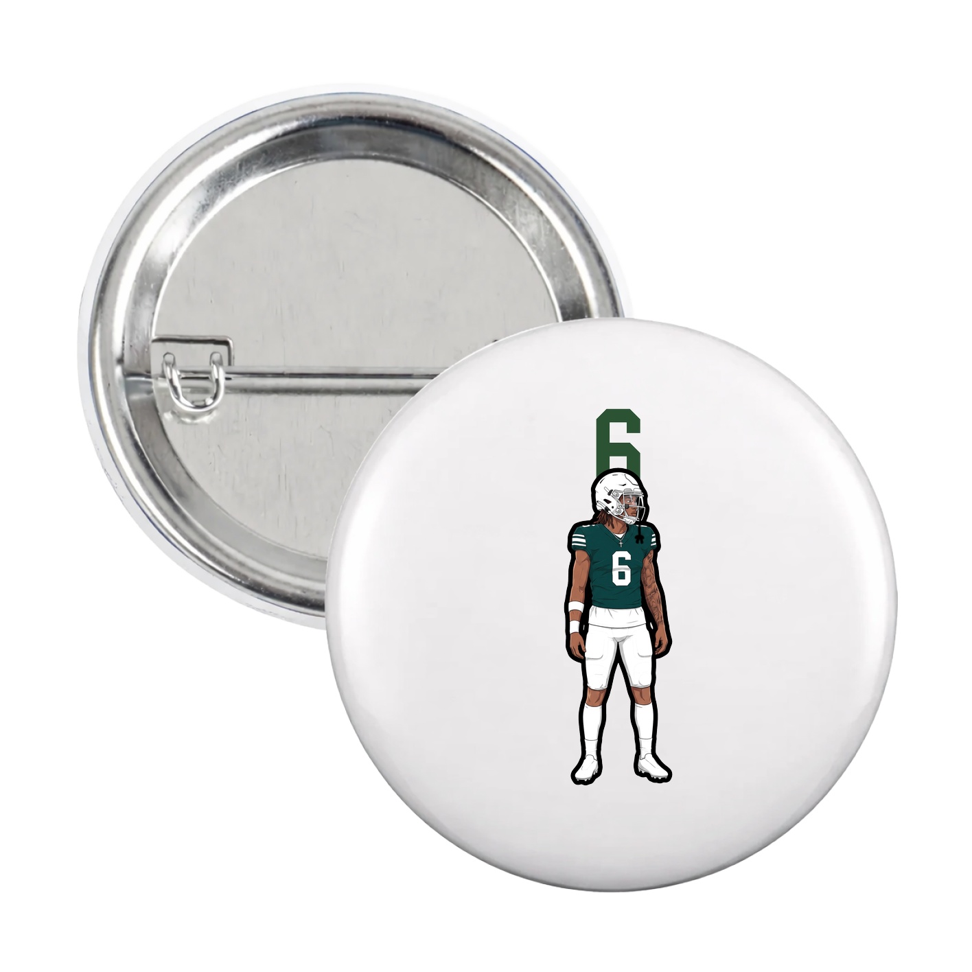 Game Day Button — Number Top in White