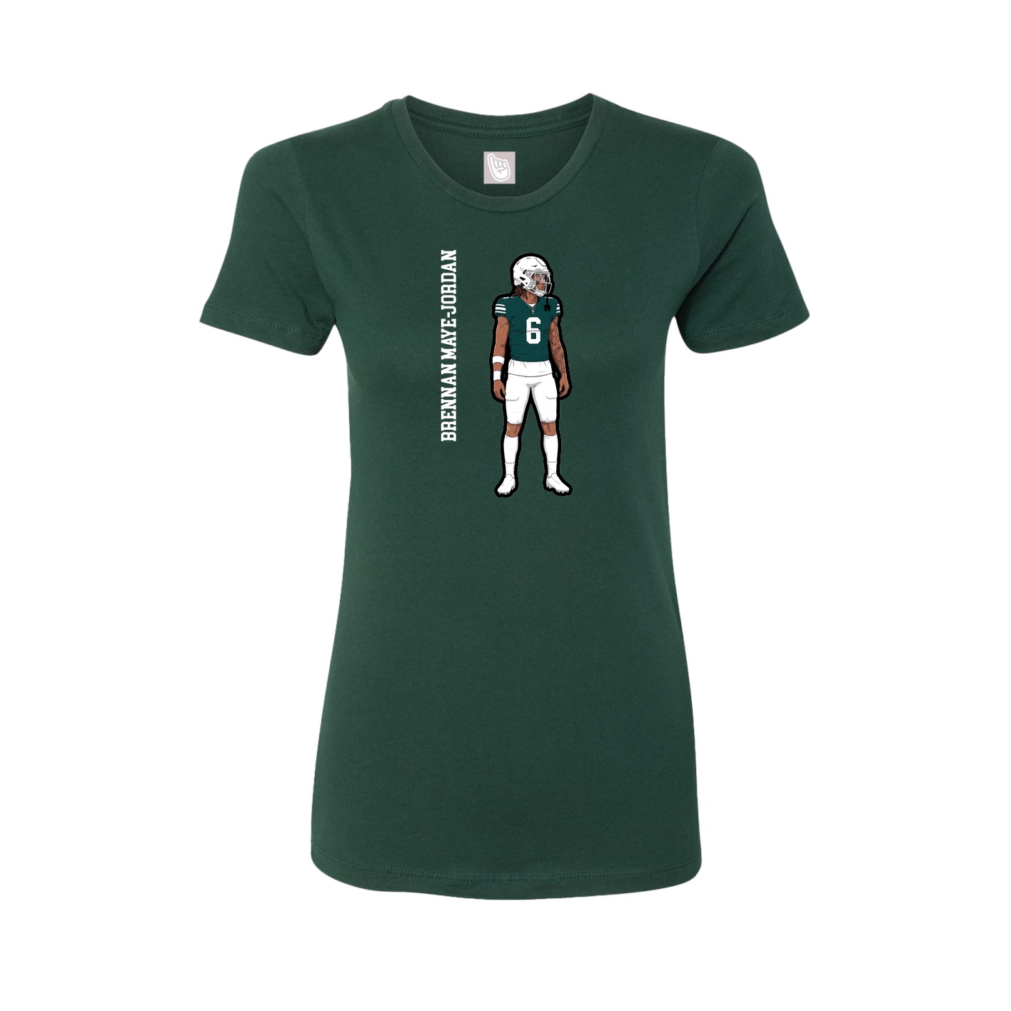 Fitted Women's Tee — Name Vertical in Green