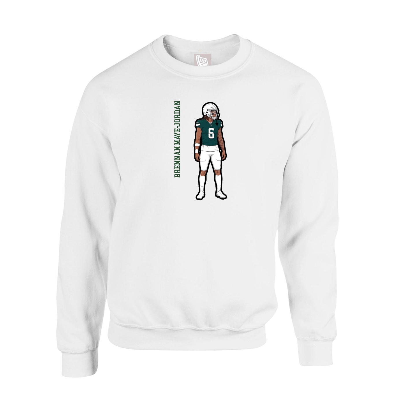 Fleece Crew — Name Vertical in White