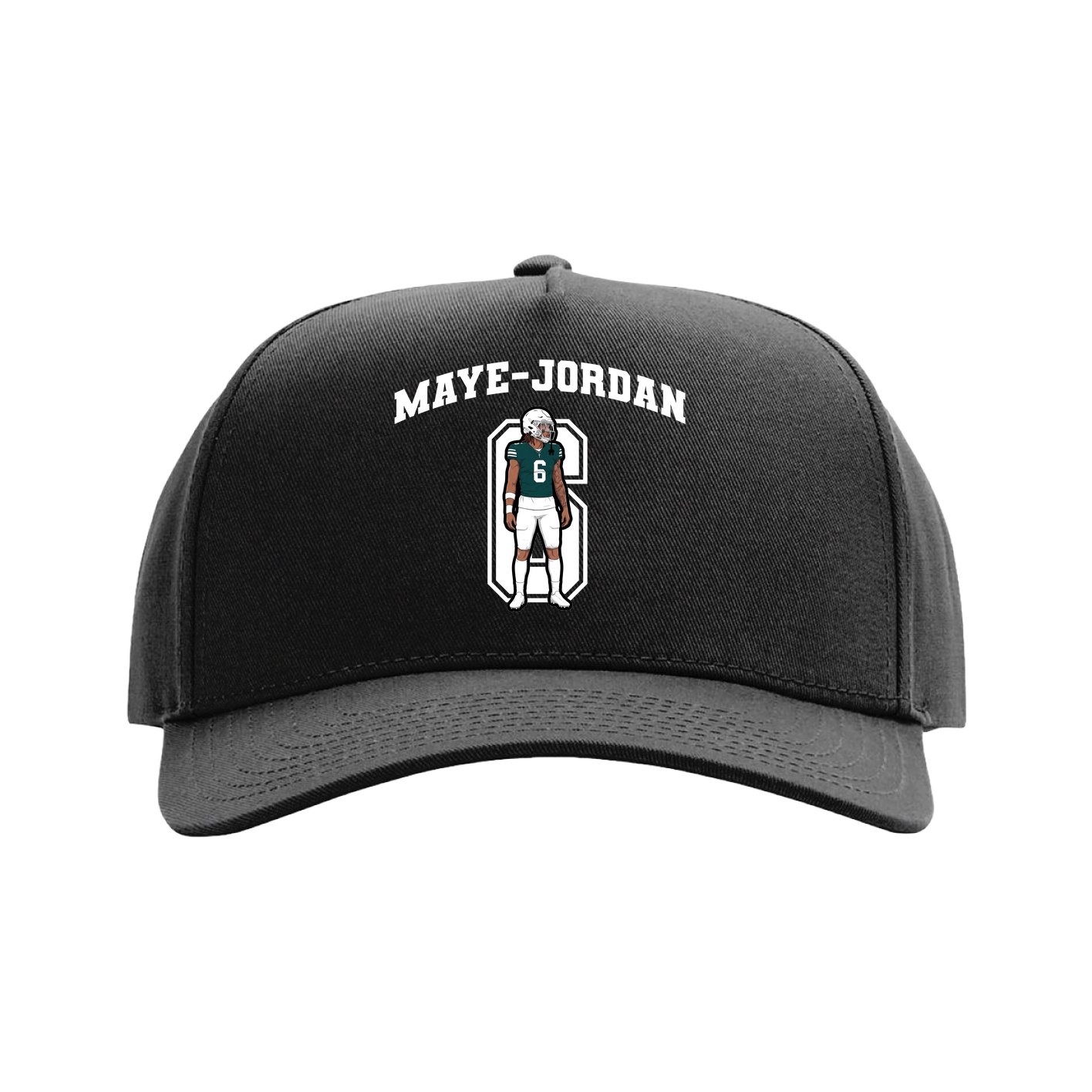 Full Fabric Five-Panel Champ Cap — Number in Black